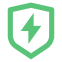 a green lightning bolt in a shield
